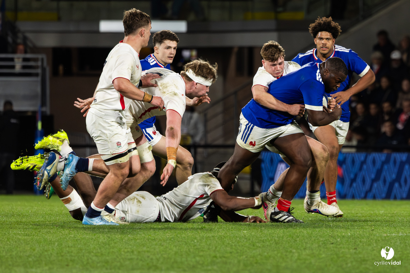 Grand chelem du XV de France U20 dans le tournoi des 6 nations après la victoire 31-28 contre l'Angleterre au Stade Marcel Deflandre de La Rochelle