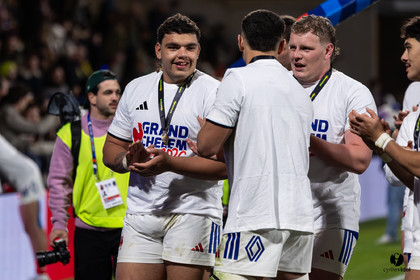 Grand chelem du XV de France U20 dans le tournoi des 6 nations après la victoire 31-28 contre l'Angleterre au Stade Marcel Deflandre de La Rochelle