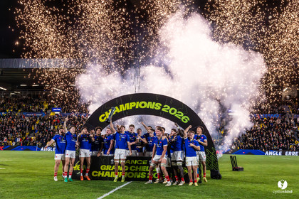 Grand chelem du XV de France U20 dans le tournoi des 6 nations après la victoire 31-28 contre l'Angleterre au Stade Marcel Deflandre de La Rochelle