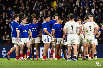 Grand chelem du XV de France U20 dans le tournoi des 6 nations après la victoire 31-28 contre l'Angleterre au Stade Marcel Deflandre de La Rochelle