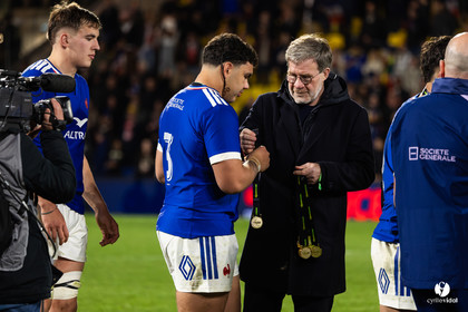 Grand chelem du XV de France U20 dans le tournoi des 6 nations après la victoire 31-28 contre l'Angleterre au Stade Marcel Deflandre de La Rochelle