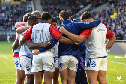 Grand chelem du XV de France U20 dans le tournoi des 6 nations après la victoire 31-28 contre l'Angleterre au Stade Marcel Deflandre de La Rochelle