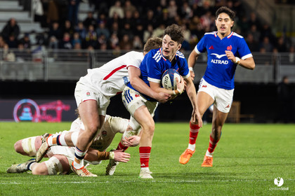 Grand chelem du XV de France U20 dans le tournoi des 6 nations après la victoire 31-28 contre l'Angleterre au Stade Marcel Deflandre de La Rochelle