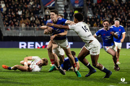 Grand chelem du XV de France U20 dans le tournoi des 6 nations après la victoire 31-28 contre l'Angleterre au Stade Marcel Deflandre de La Rochelle