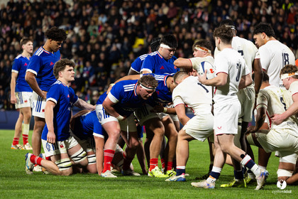 Grand chelem du XV de France U20 dans le tournoi des 6 nations après la victoire 31-28 contre l'Angleterre au Stade Marcel Deflandre de La Rochelle