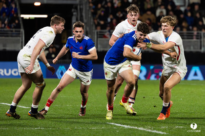 Grand chelem du XV de France U20 dans le tournoi des 6 nations après la victoire 31-28 contre l'Angleterre au Stade Marcel Deflandre de La Rochelle