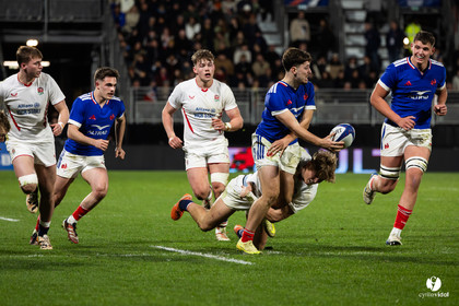 Grand chelem du XV de France U20 dans le tournoi des 6 nations après la victoire 31-28 contre l'Angleterre au Stade Marcel Deflandre de La Rochelle