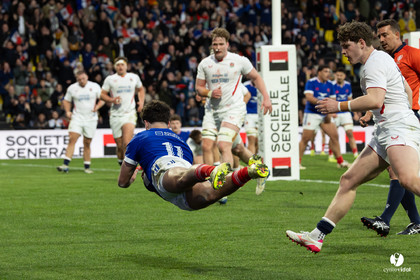 Grand chelem du XV de France U20 dans le tournoi des 6 nations après la victoire 31-28 contre l'Angleterre au Stade Marcel Deflandre de La Rochelle