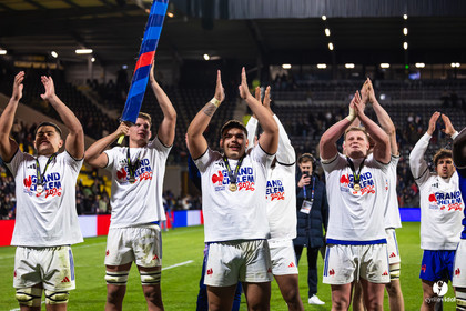 Grand chelem du XV de France U20 dans le tournoi des 6 nations après la victoire 31-28 contre l'Angleterre au Stade Marcel Deflandre de La Rochelle