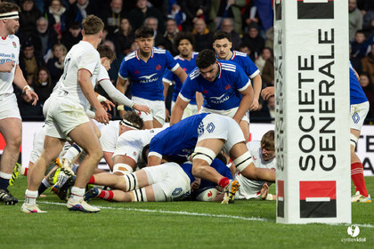 Grand chelem du XV de France U20 dans le tournoi des 6 nations après la victoire 31-28 contre l'Angleterre au Stade Marcel Deflandre de La Rochelle