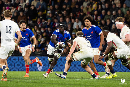 Grand chelem du XV de France U20 dans le tournoi des 6 nations après la victoire 31-28 contre l'Angleterre au Stade Marcel Deflandre de La Rochelle