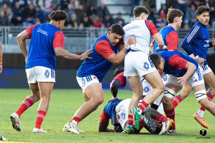 Grand chelem du XV de France U20 dans le tournoi des 6 nations après la victoire 31-28 contre l'Angleterre au Stade Marcel Deflandre de La Rochelle