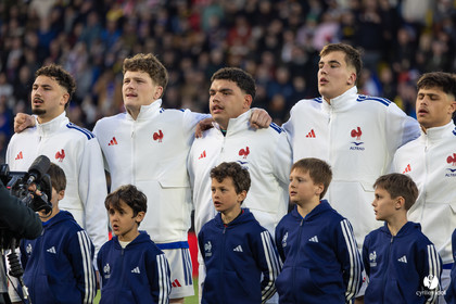 Grand chelem du XV de France U20 dans le tournoi des 6 nations après la victoire 31-28 contre l'Angleterre au Stade Marcel Deflandre de La Rochelle