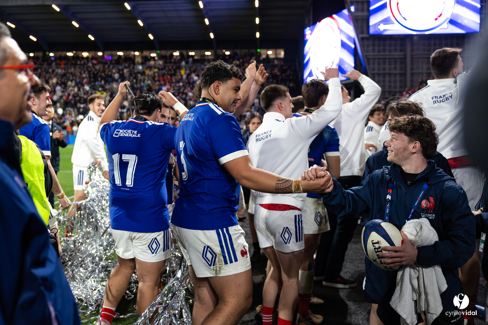 Grand chelem du XV de France U20 dans le tournoi des 6 nations après la victoire 31-28 contre l'Angleterre au Stade Marcel Deflandre de La Rochelle