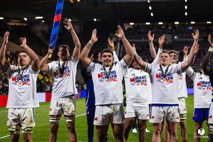 Grand chelem du XV de France U20 dans le tournoi des 6 nations après la victoire 31-28 contre l'Angleterre au Stade Marcel Deflandre de La Rochelle