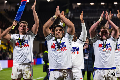 Grand chelem du XV de France U20 dans le tournoi des 6 nations après la victoire 31-28 contre l'Angleterre au Stade Marcel Deflandre de La Rochelle