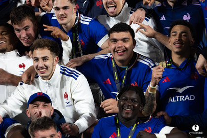 Grand chelem du XV de France U20 dans le tournoi des 6 nations après la victoire 31-28 contre l'Angleterre au Stade Marcel Deflandre de La Rochelle
