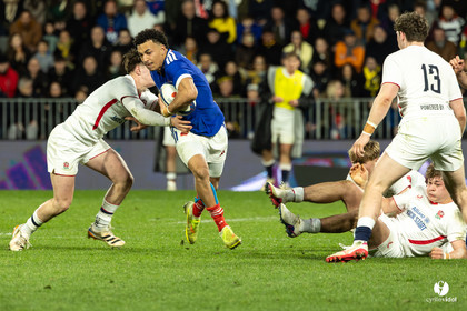 Grand chelem du XV de France U20 dans le tournoi des 6 nations après la victoire 31-28 contre l'Angleterre au Stade Marcel Deflandre de La Rochelle