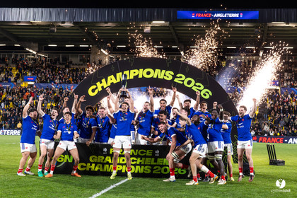Grand chelem du XV de France U20 dans le tournoi des 6 nations après la victoire 31-28 contre l'Angleterre au Stade Marcel Deflandre de La Rochelle