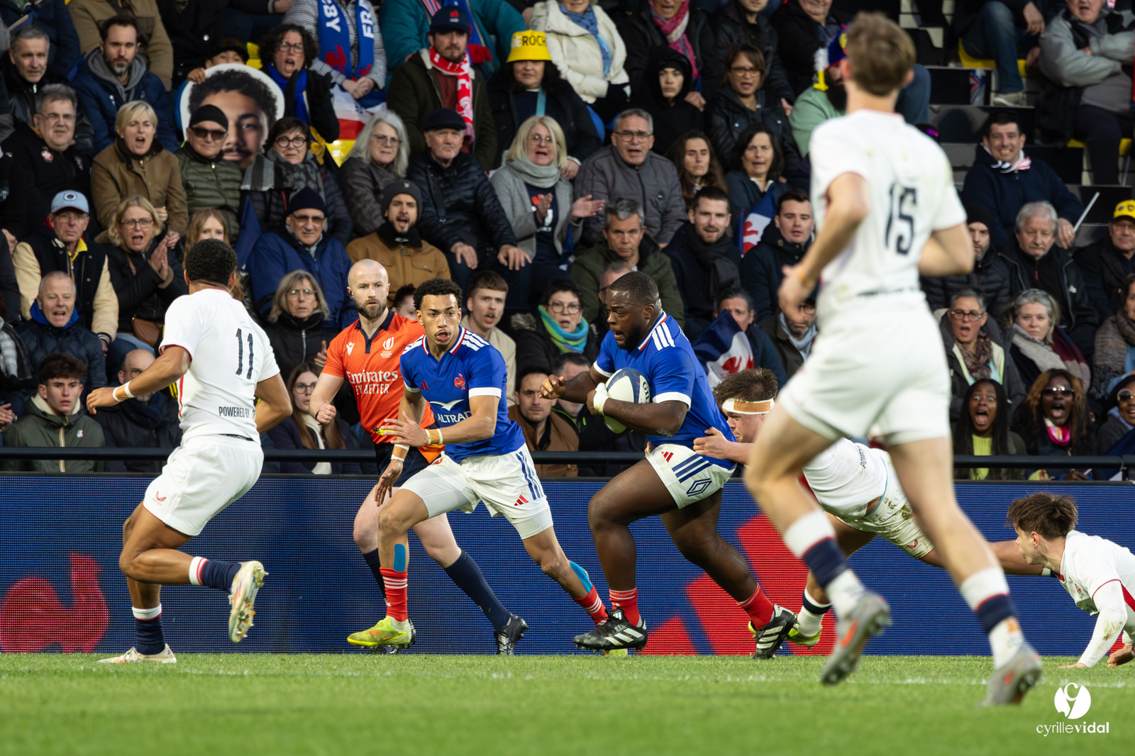 Grand chelem du XV de France U20 dans le tournoi des 6 nations après la victoire 31-28 contre l'Angleterre au Stade Marcel Deflandre de La Rochelle