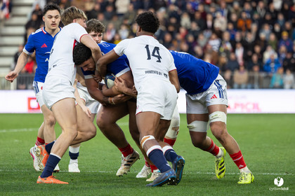 Grand chelem du XV de France U20 dans le tournoi des 6 nations après la victoire 31-28 contre l'Angleterre au Stade Marcel Deflandre de La Rochelle