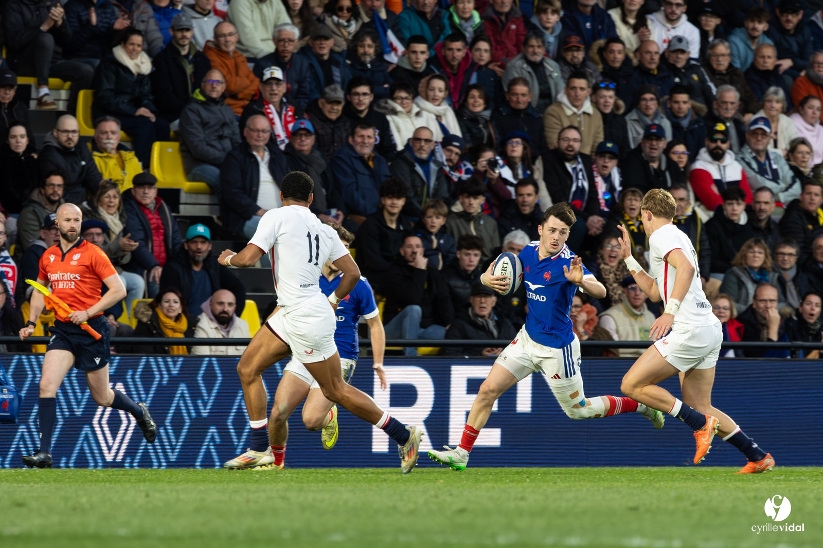 Grand chelem du XV de France U20 dans le tournoi des 6 nations après la victoire 31-28 contre l'Angleterre au Stade Marcel Deflandre de La Rochelle