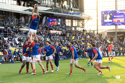 Grand chelem du XV de France U20 dans le tournoi des 6 nations après la victoire 31-28 contre l'Angleterre au Stade Marcel Deflandre de La Rochelle