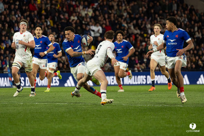Grand chelem du XV de France U20 dans le tournoi des 6 nations après la victoire 31-28 contre l'Angleterre au Stade Marcel Deflandre de La Rochelle