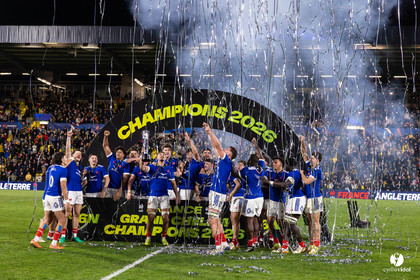 Grand chelem du XV de France U20 dans le tournoi des 6 nations après la victoire 31-28 contre l'Angleterre au Stade Marcel Deflandre de La Rochelle