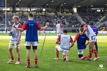 Grand chelem du XV de France U20 dans le tournoi des 6 nations après la victoire 31-28 contre l'Angleterre au Stade Marcel Deflandre de La Rochelle