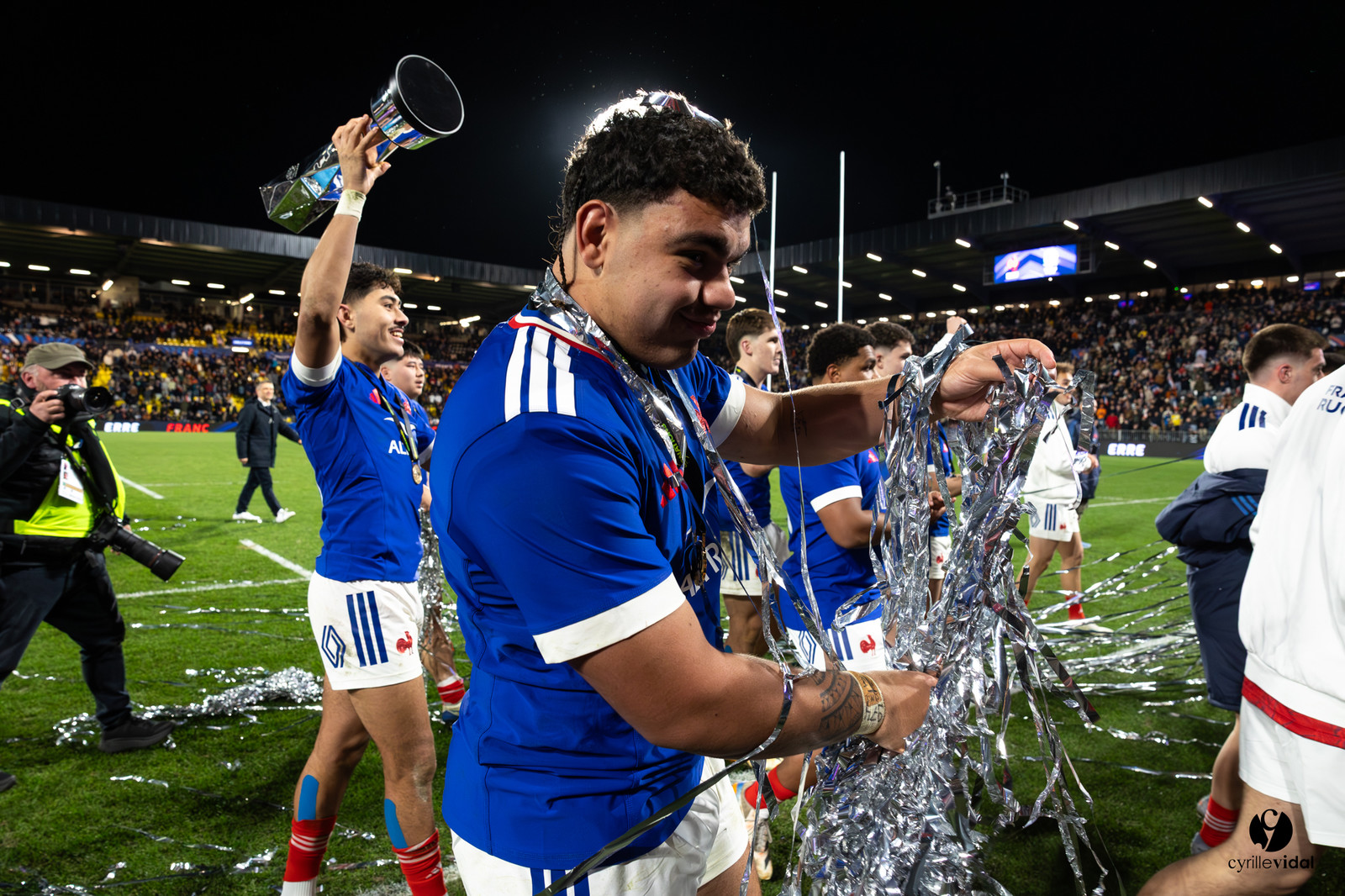 Grand chelem du XV de France U20 dans le tournoi des 6 nations après la victoire 31-28 contre l'Angleterre au Stade Marcel Deflandre de La Rochelle