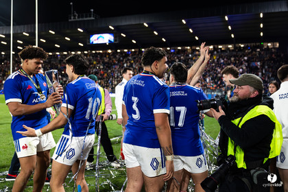 Grand chelem du XV de France U20 dans le tournoi des 6 nations après la victoire 31-28 contre l'Angleterre au Stade Marcel Deflandre de La Rochelle