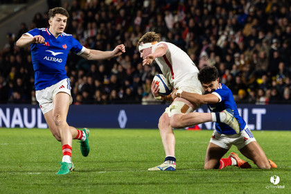 Grand chelem du XV de France U20 dans le tournoi des 6 nations après la victoire 31-28 contre l'Angleterre au Stade Marcel Deflandre de La Rochelle