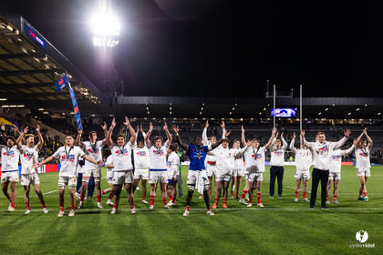 Grand chelem du XV de France U20 dans le tournoi des 6 nations après la victoire 31-28 contre l'Angleterre au Stade Marcel Deflandre de La Rochelle
