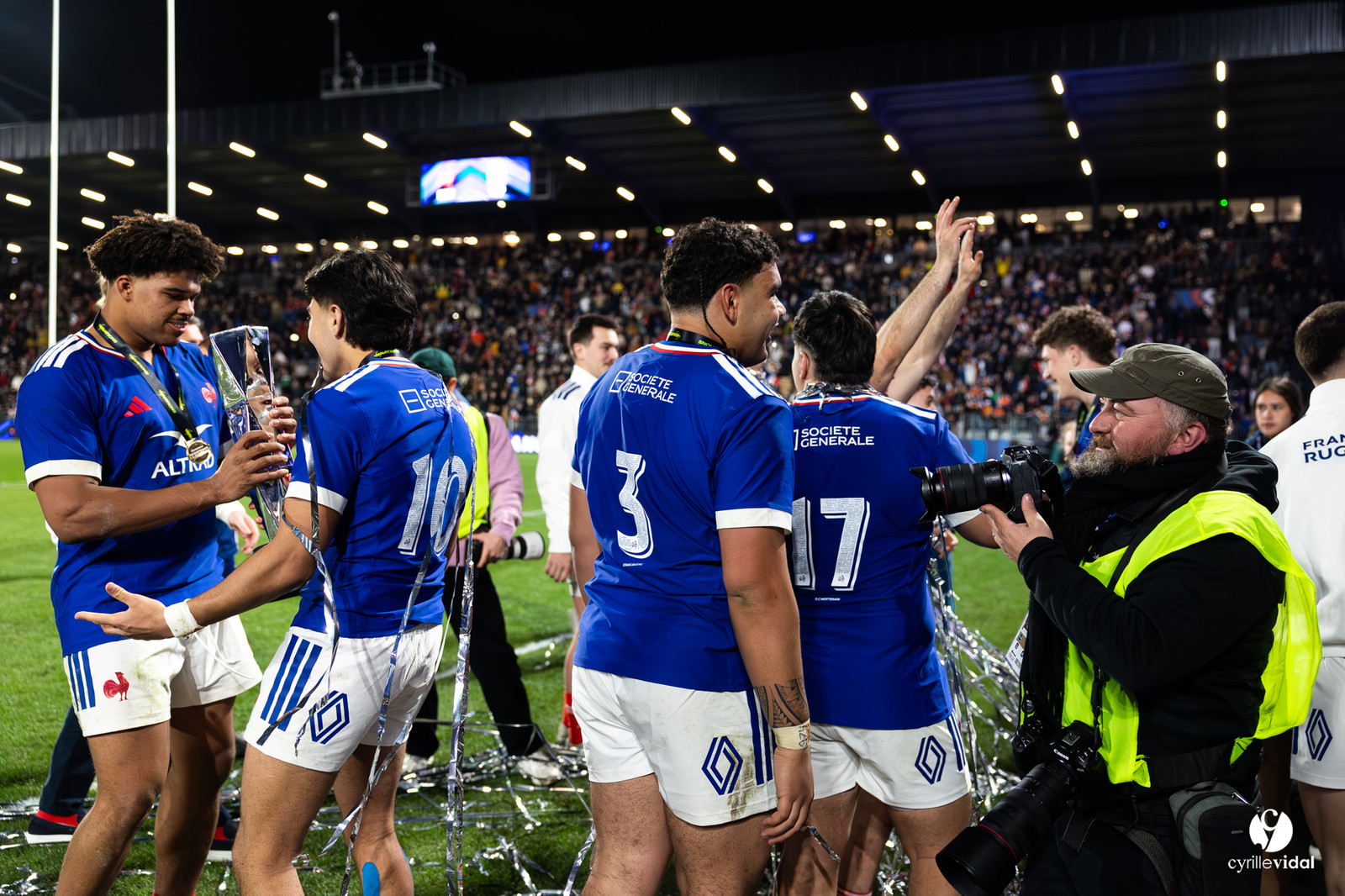 Grand chelem du XV de France U20 dans le tournoi des 6 nations après la victoire 31-28 contre l'Angleterre au Stade Marcel Deflandre de La Rochelle