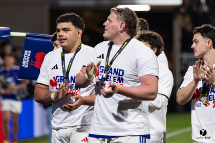 Grand chelem du XV de France U20 dans le tournoi des 6 nations après la victoire 31-28 contre l'Angleterre au Stade Marcel Deflandre de La Rochelle