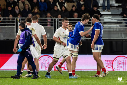 Grand chelem du XV de France U20 dans le tournoi des 6 nations après la victoire 31-28 contre l'Angleterre au Stade Marcel Deflandre de La Rochelle