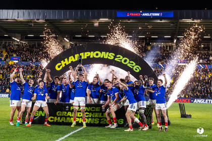 Grand chelem du XV de France U20 dans le tournoi des 6 nations après la victoire 31-28 contre l'Angleterre au Stade Marcel Deflandre de La Rochelle