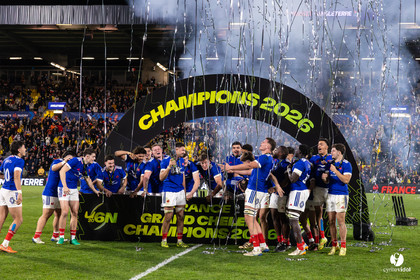 Grand chelem du XV de France U20 dans le tournoi des 6 nations après la victoire 31-28 contre l'Angleterre au Stade Marcel Deflandre de La Rochelle