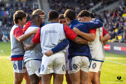 Grand chelem du XV de France U20 dans le tournoi des 6 nations après la victoire 31-28 contre l'Angleterre au Stade Marcel Deflandre de La Rochelle