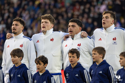 Grand chelem du XV de France U20 dans le tournoi des 6 nations après la victoire 31-28 contre l'Angleterre au Stade Marcel Deflandre de La Rochelle
