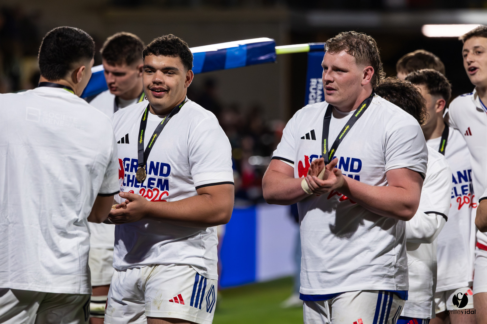 Grand chelem du XV de France U20 dans le tournoi des 6 nations après la victoire 31-28 contre l'Angleterre au Stade Marcel Deflandre de La Rochelle