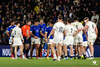 Grand chelem du XV de France U20 dans le tournoi des 6 nations après la victoire 31-28 contre l'Angleterre au Stade Marcel Deflandre de La Rochelle