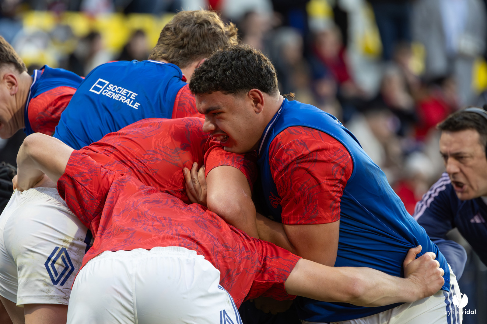Grand chelem du XV de France U20 dans le tournoi des 6 nations après la victoire 31-28 contre l'Angleterre au Stade Marcel Deflandre de La Rochelle