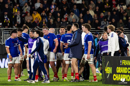 Grand chelem du XV de France U20 dans le tournoi des 6 nations après la victoire 31-28 contre l'Angleterre au Stade Marcel Deflandre de La Rochelle