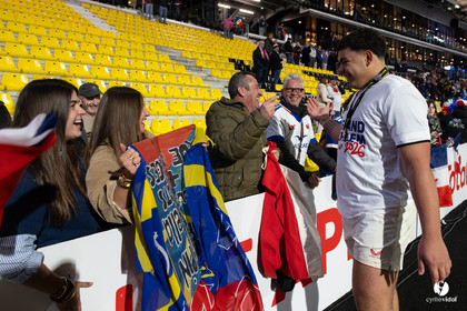 Grand chelem du XV de France U20 dans le tournoi des 6 nations après la victoire 31-28 contre l'Angleterre au Stade Marcel Deflandre de La Rochelle