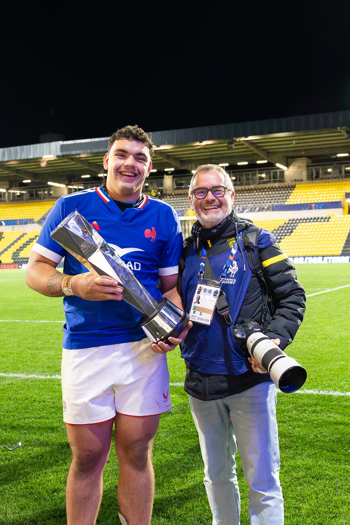 Grand chelem du XV de France U20 dans le tournoi des 6 nations après la victoire 31-28 contre l'Angleterre au Stade Marcel Deflandre de La Rochelle