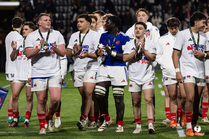 Grand chelem du XV de France U20 dans le tournoi des 6 nations après la victoire 31-28 contre l'Angleterre au Stade Marcel Deflandre de La Rochelle