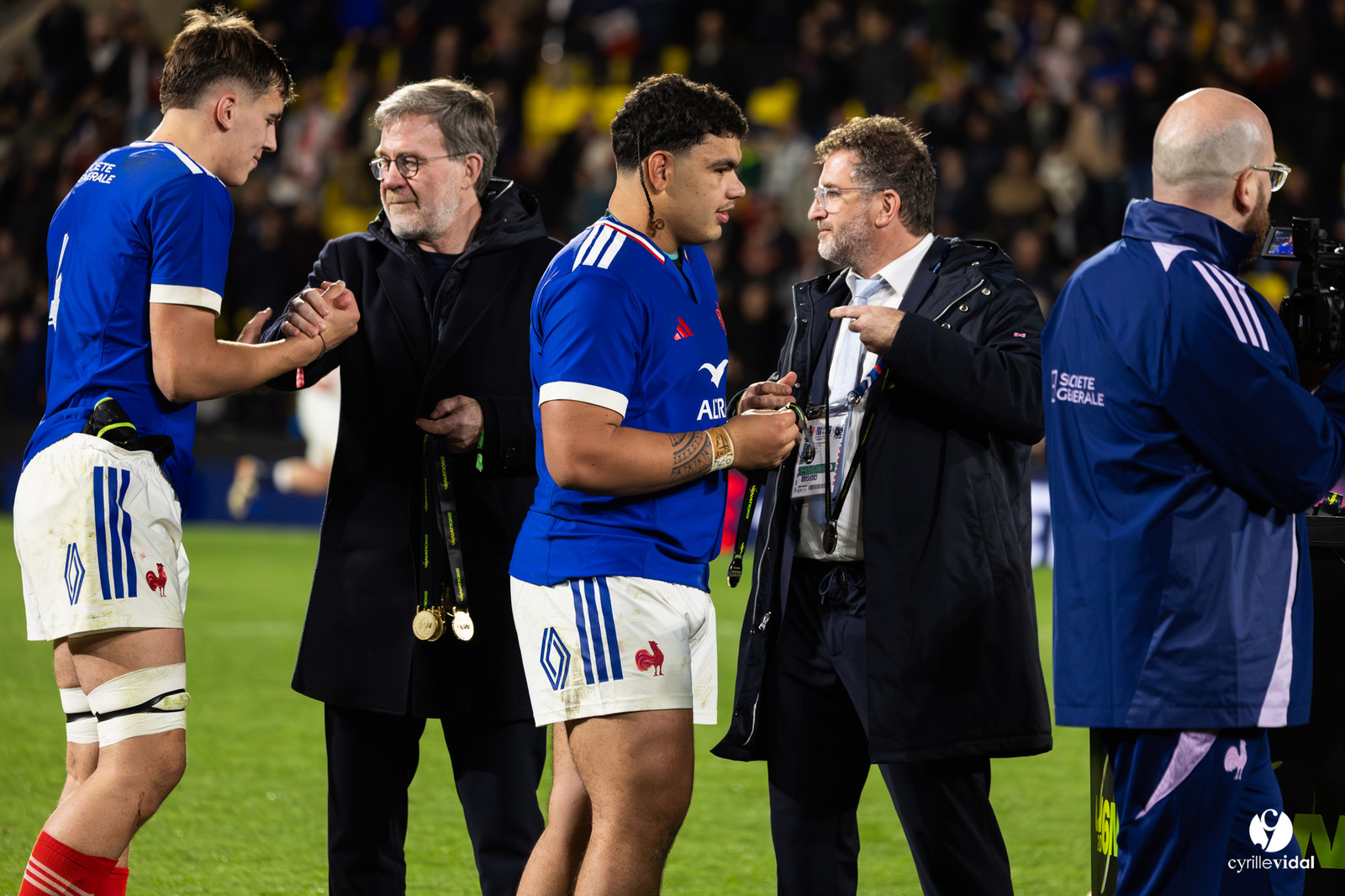 Grand chelem du XV de France U20 dans le tournoi des 6 nations après la victoire 31-28 contre l'Angleterre au Stade Marcel Deflandre de La Rochelle