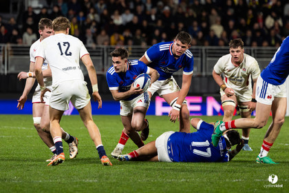 Grand chelem du XV de France U20 dans le tournoi des 6 nations après la victoire 31-28 contre l'Angleterre au Stade Marcel Deflandre de La Rochelle